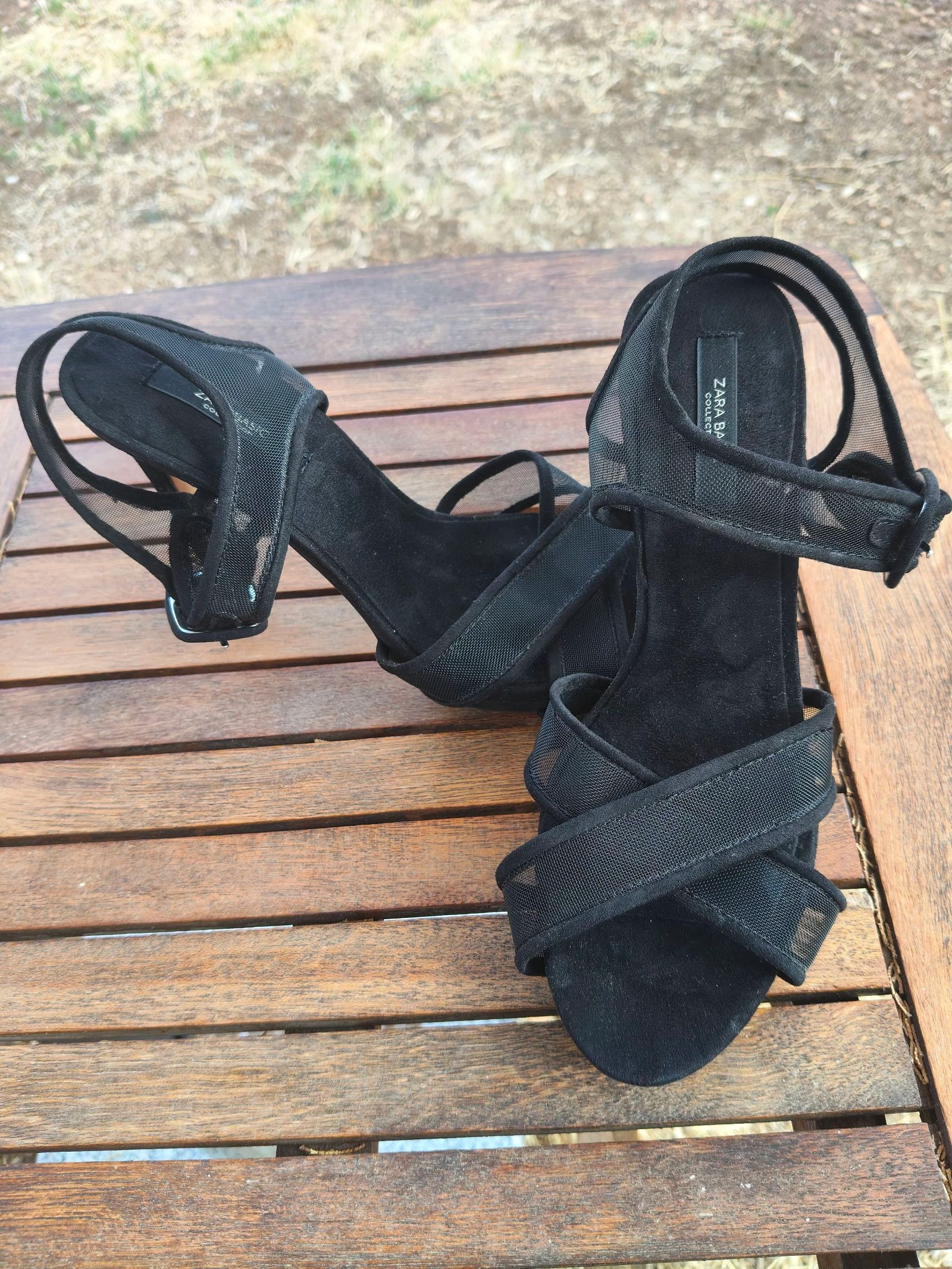 Zara-Hoge hakken sandalen met mesh dames 39 zwart zomer/herfst – photo 2